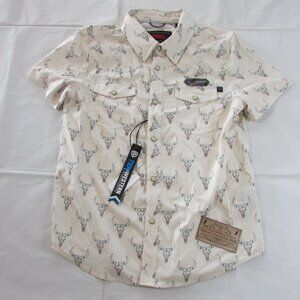 Rock & Roll Denim Boy's LG Short Sleeve Longhorn Print Snap Western Shirt Natura